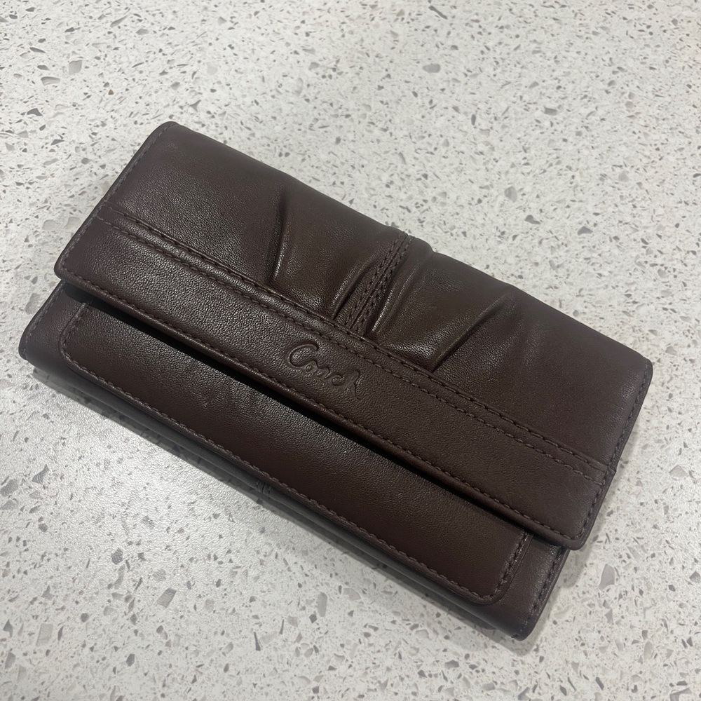 Coach Dark Brown Leather Clutch